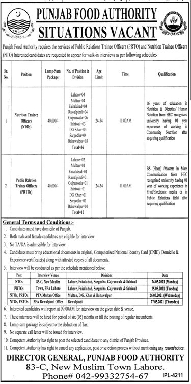 Punjab Food Authority Jobs