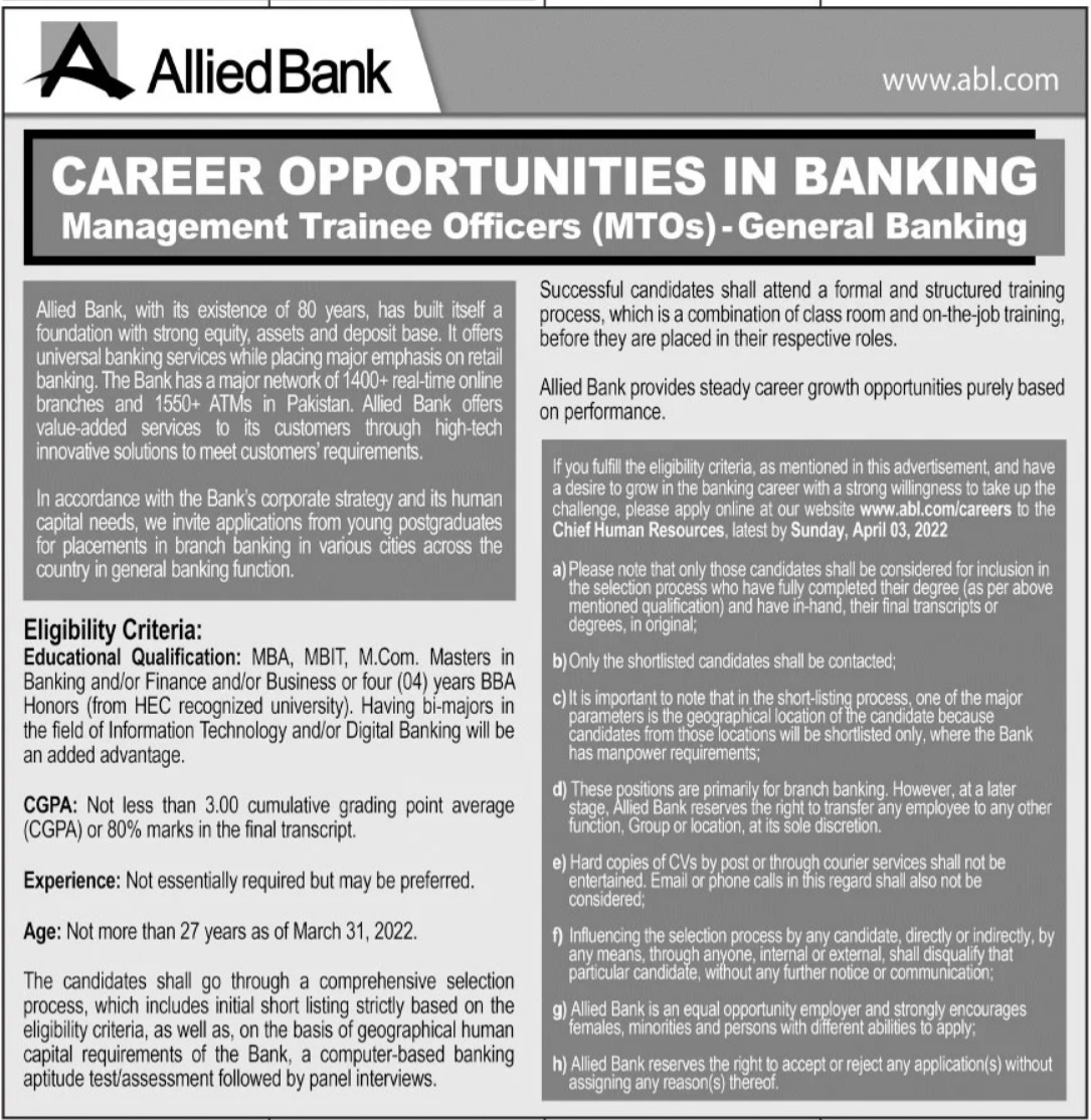 Allied Bank Jobs