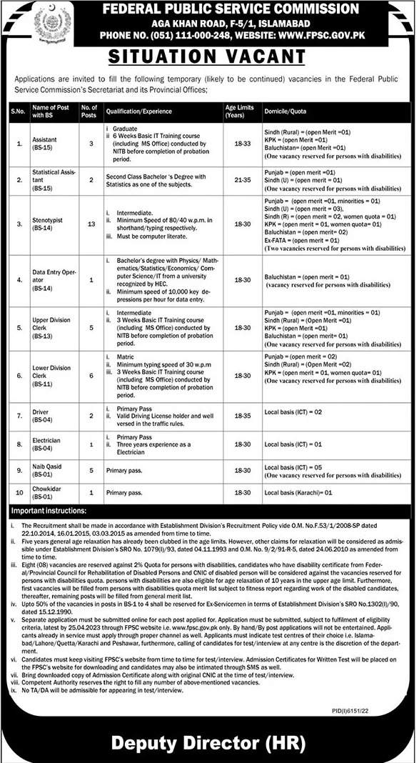 FPSC Jobs