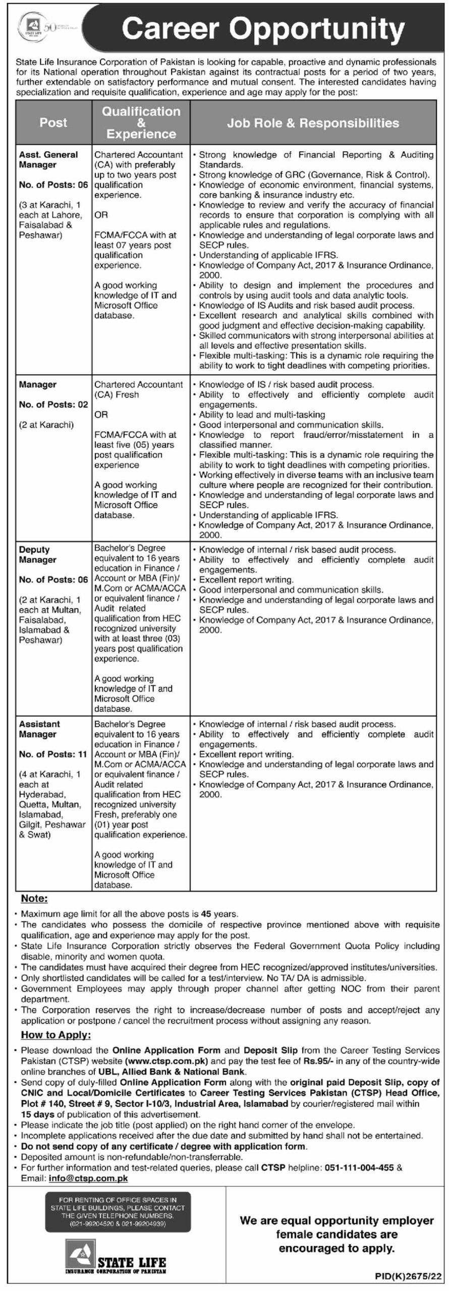 State Life Insurance Jobs