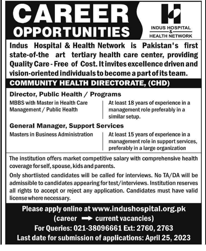 Indus Hospital Jobs